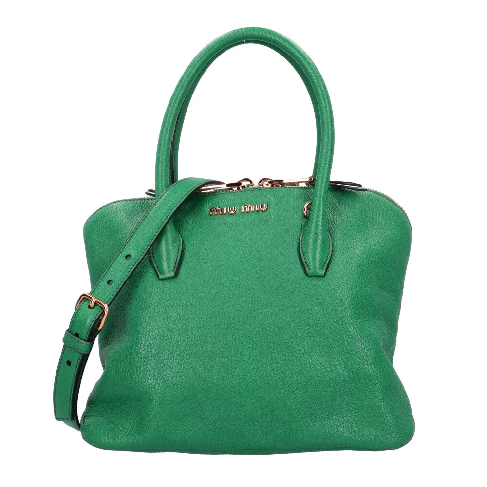 ミュウ Miu Miu ミュウ ミュウ マドラス ショルダーバッグ レザー グリーン