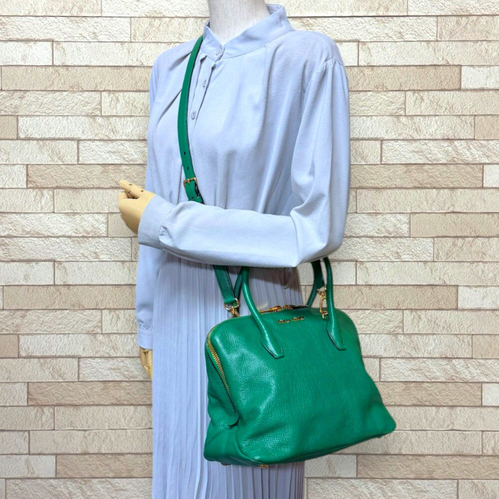 Miu Miu ミュウ ミュウ マドラス ショルダーバッグ レザー グリーン