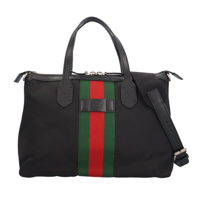 GUCCI グッチ シェリーライン ショルダーバッグ キャンバス ブラック
