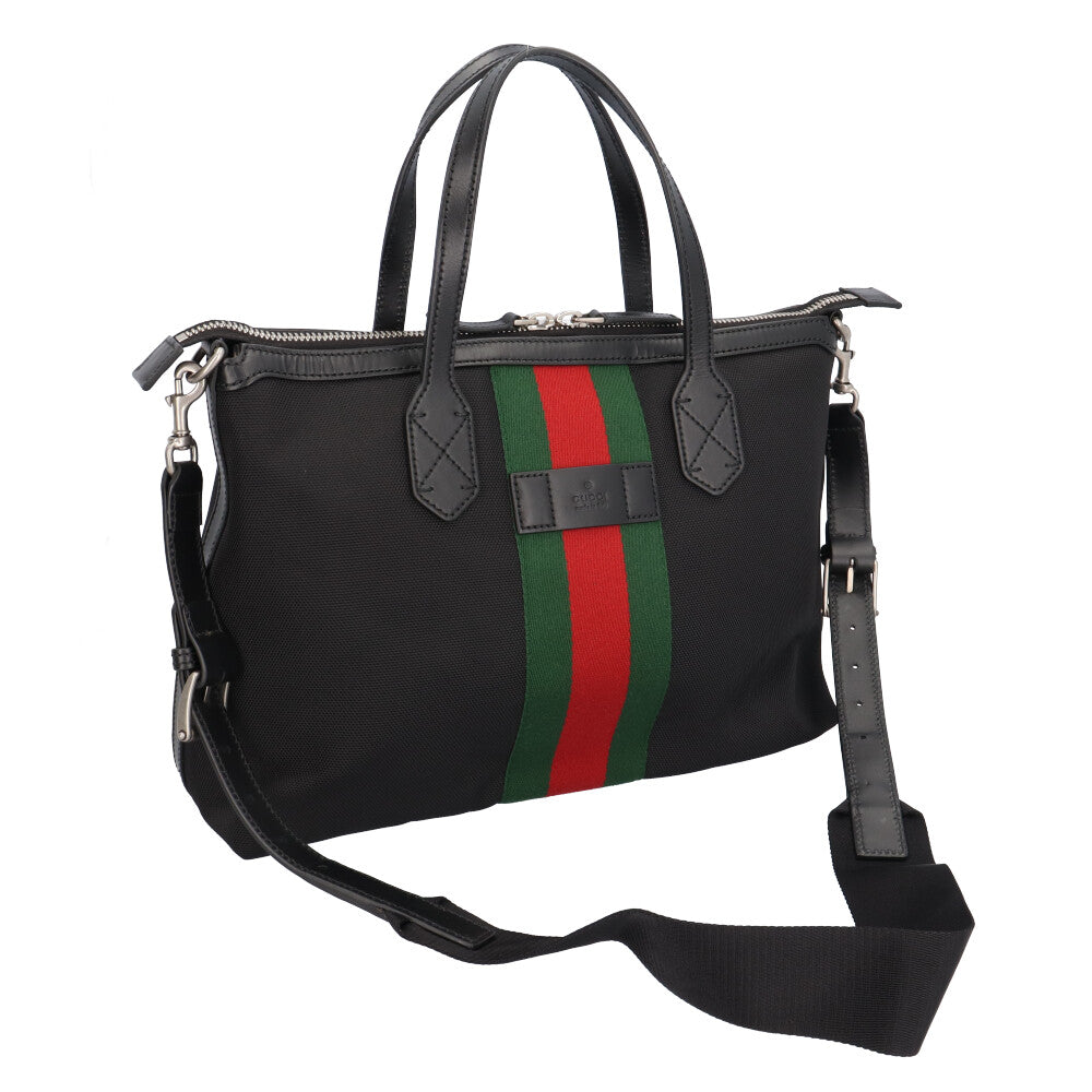 GUCCI グッチ シェリーライン ショルダーバッグ キャンバス ブラック