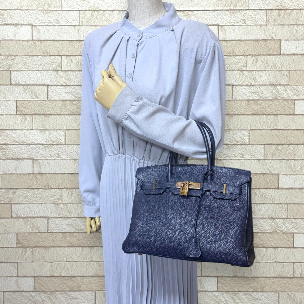 HERMES エルメス バーキン30 ハンドバッグ トゴ ネイビー レディース