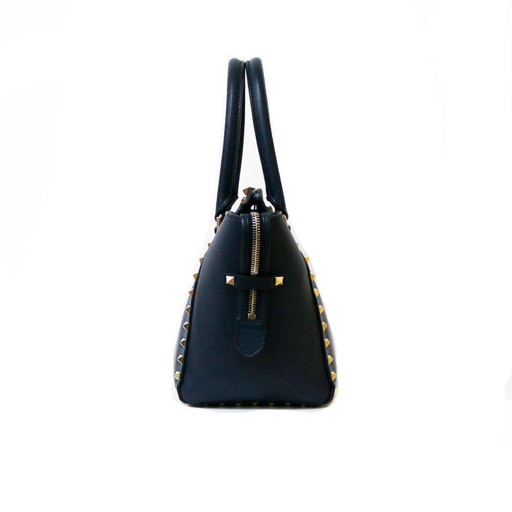 【VALENTINO GARAVANI】2wayバッグ　ゴールド金具　ネイビー Used] Valentino Garavani Handbag 2WAY Shoulder Rockstud Leather