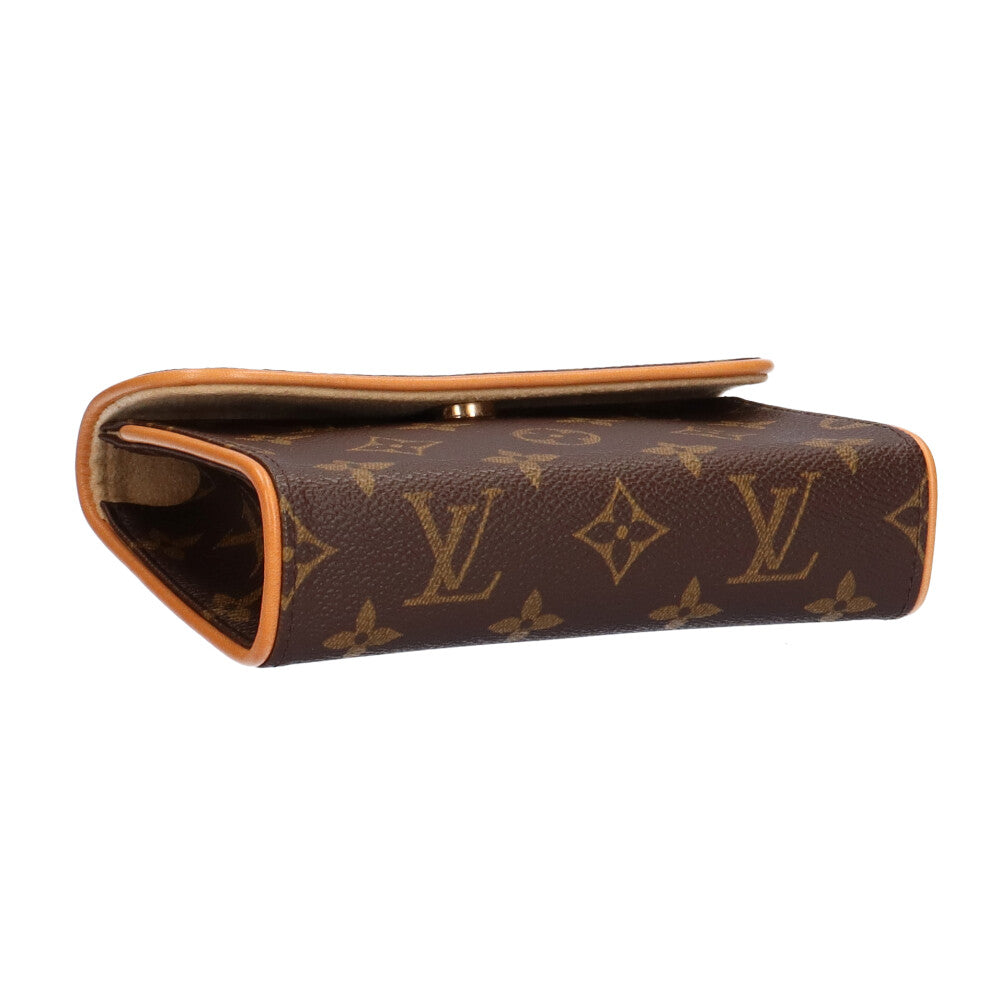 ルイヴィトン LOUIS VUITTON ポシェットフロランティーヌ モノグラム ボディバッグ ウエストバッグ PVC レザー ブラウン よしな ブトン