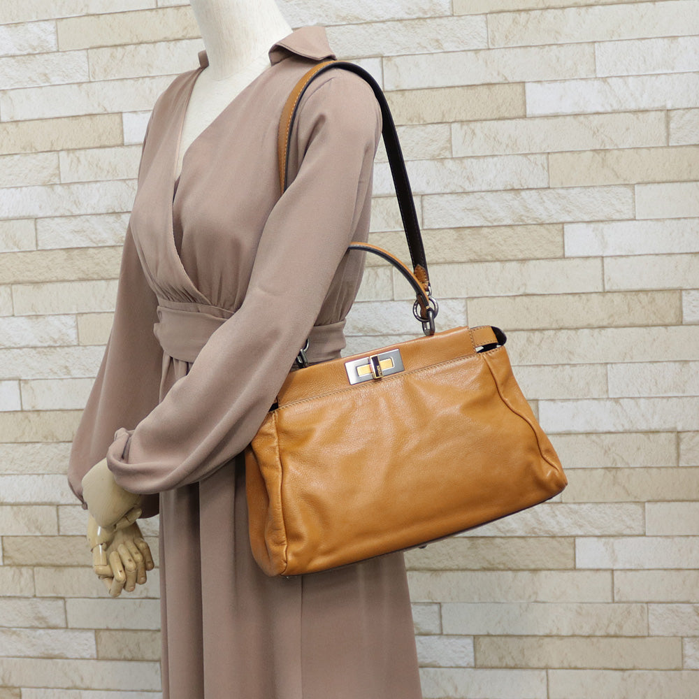 フェンディ FENDI ピーカブー ハンドバッグ ブラウン レディース 中古