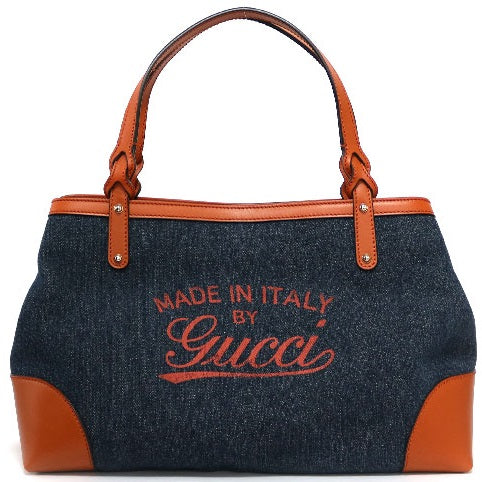 中古】 グッチ GUCCI トートバッグ オールシーズン デニム 紺