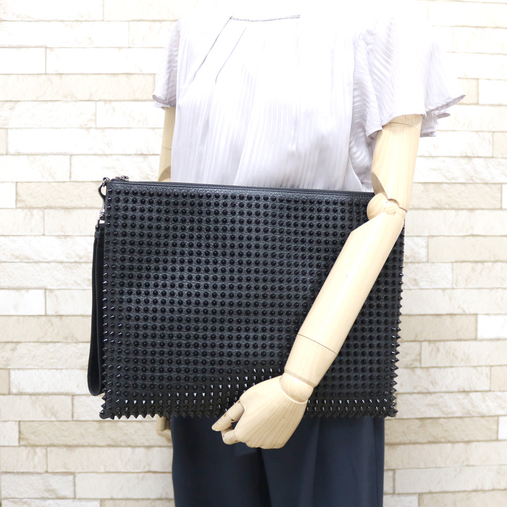 Limited Price Sale Christian Louboutin Rubi Poche Clutch Bag Black Women s Used Official Online Shop Exclusive Price