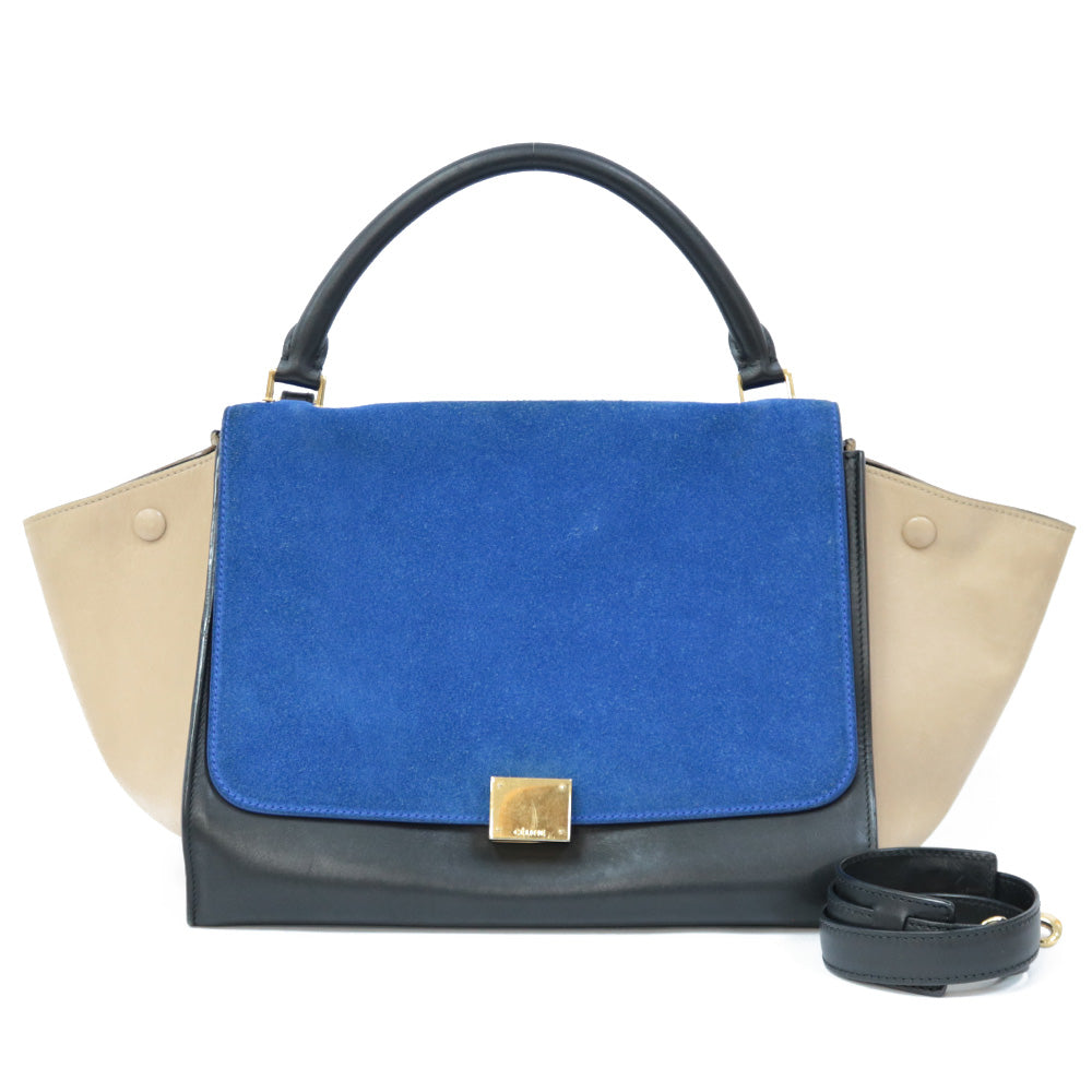中古】 セリーヌ CELINE ハンドバッグ トラペーズ マルチカラー ブルー