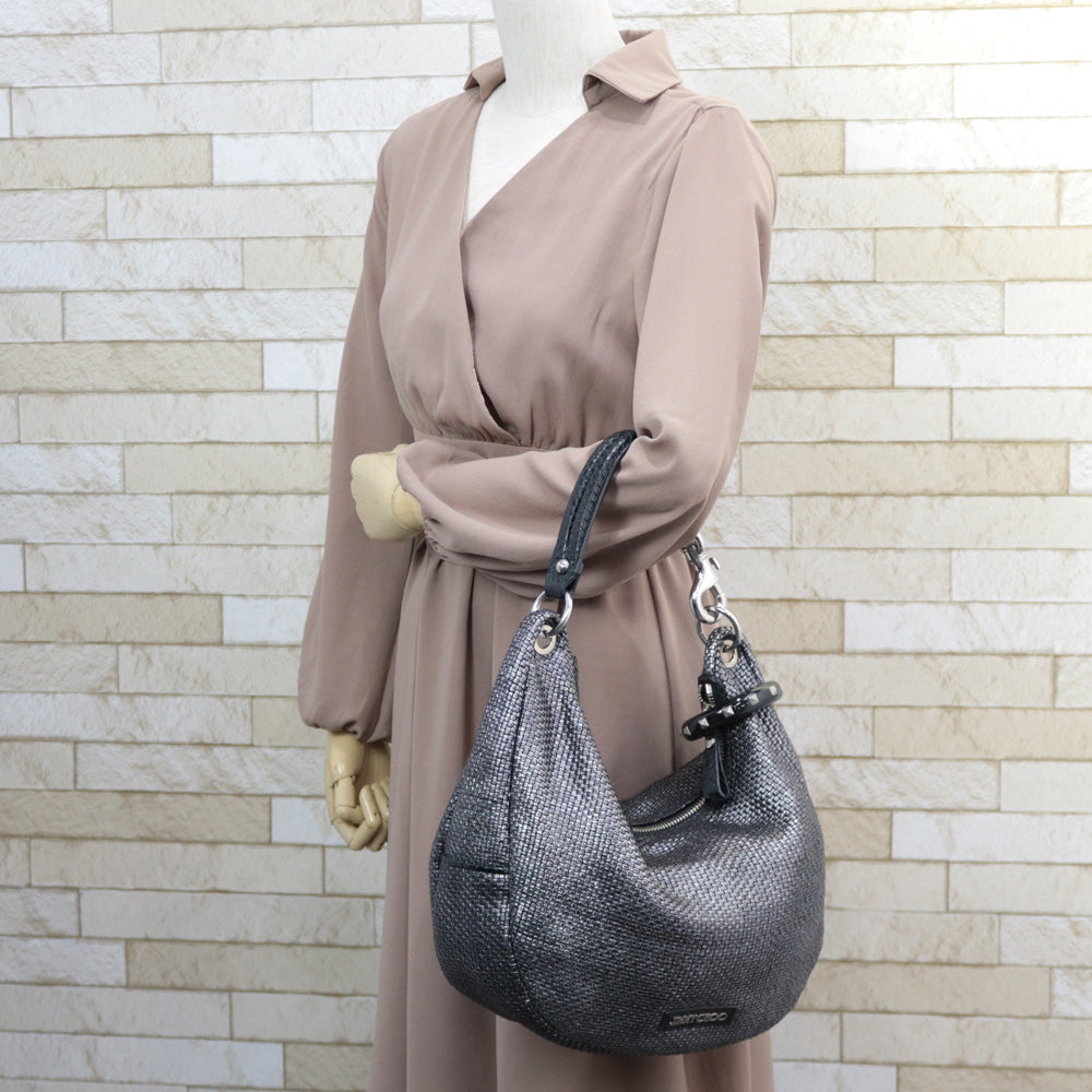Used] JIMMY CHOO Shoulder Bag Sky Bag Silver Women