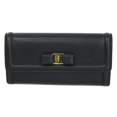 Used] Salvatore Ferragamo Long Wallet Vara Ribbon with Pass
