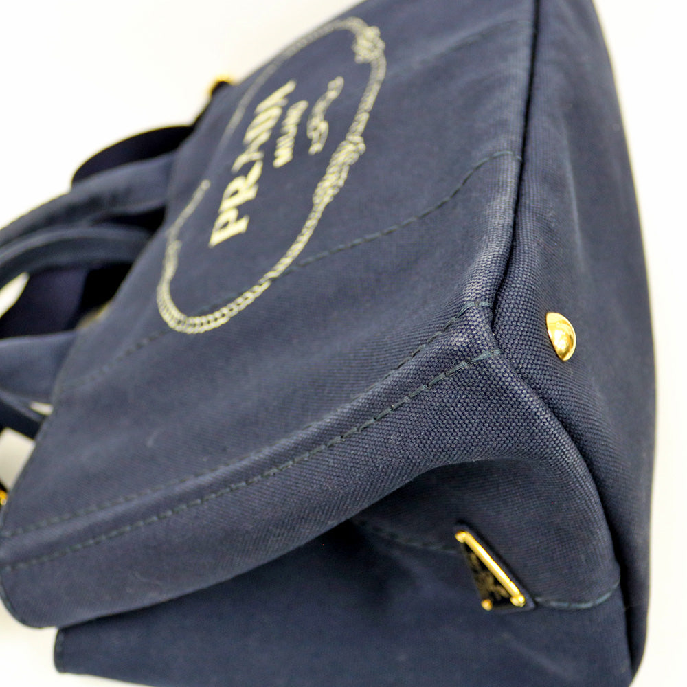 中古】 プラダ PRADA トートバッグ ショルダーバッグ カナパ ネイビー
