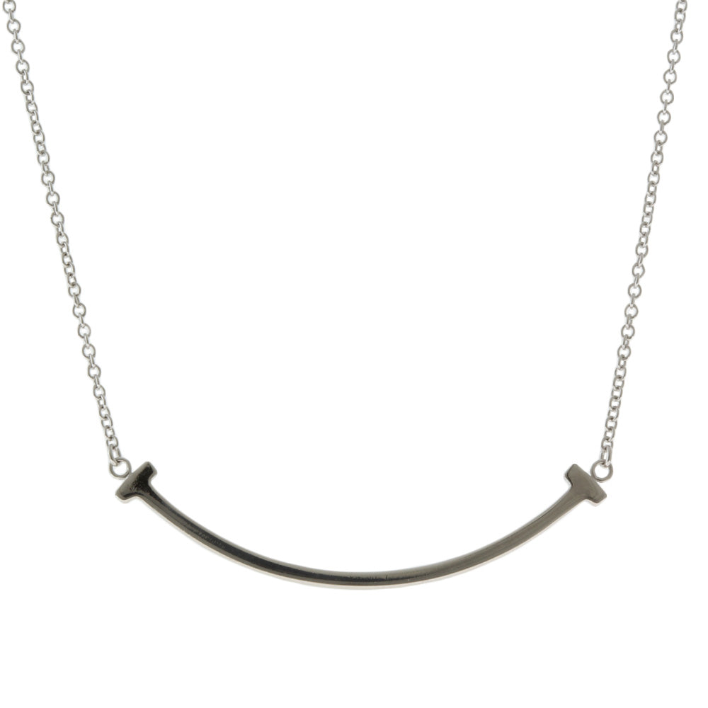 Tiffany & Co. T Smile Small Necklace 18K White Gold Women's