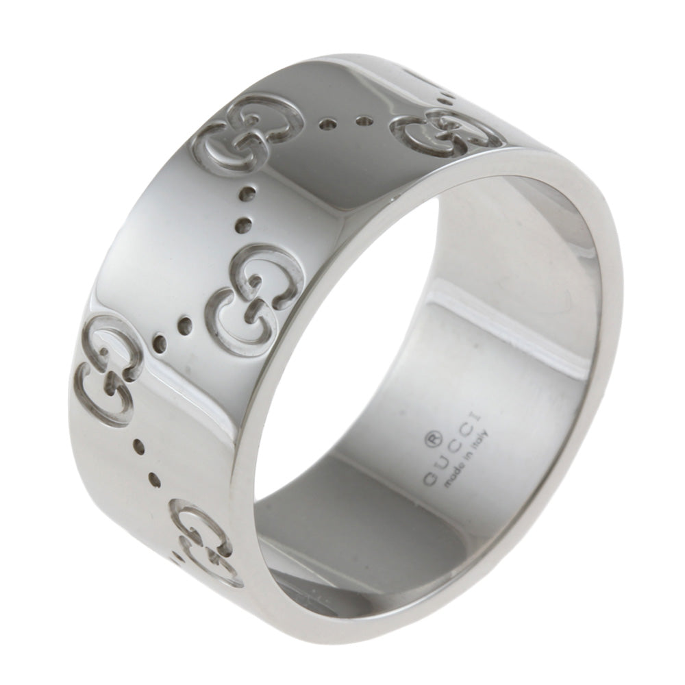 GUCCI ×  ring 18号 Gucci Icon Wide Ring, size 15, 18k white gold, unisex, pre-owned