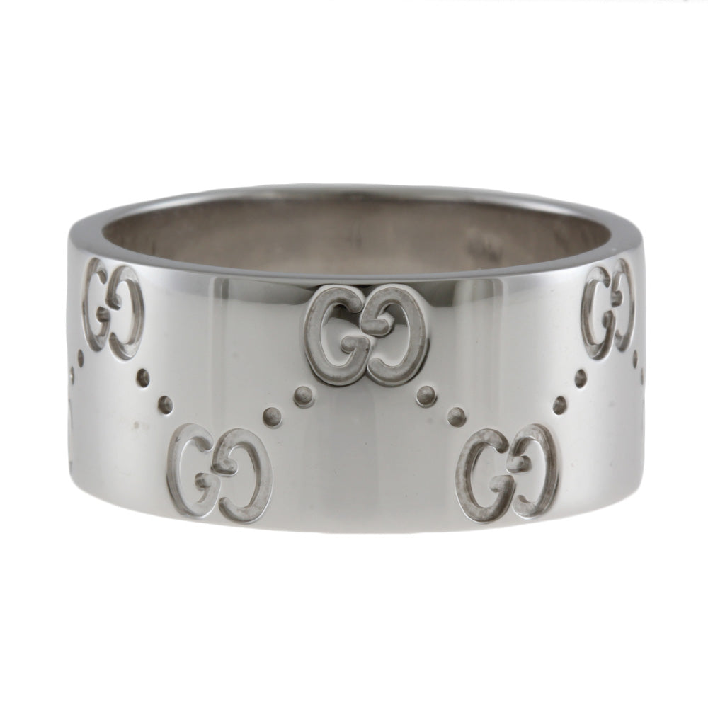 グッチ GUCCI アイコン ワイド リング・指輪 15号 18金 K18ホワイト