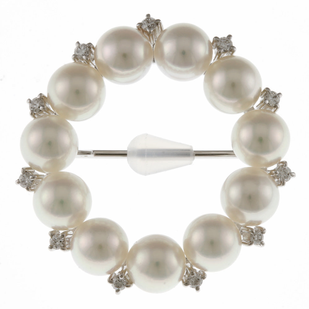 MIKIMOTO ミキモト ブローチ 18金 K18ホワイトゴールド ダイヤモンド