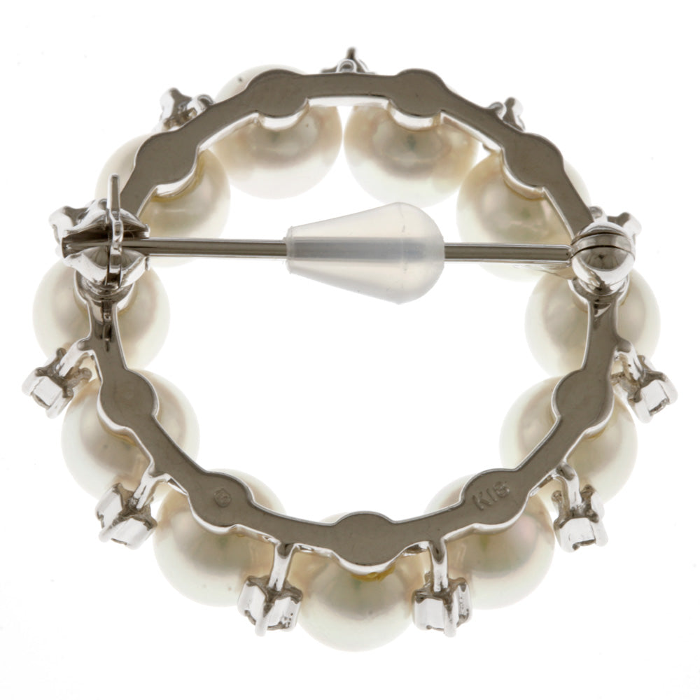 MIKIMOTO ミキモト ブローチ 18金 K18ホワイトゴールド ダイヤモンド