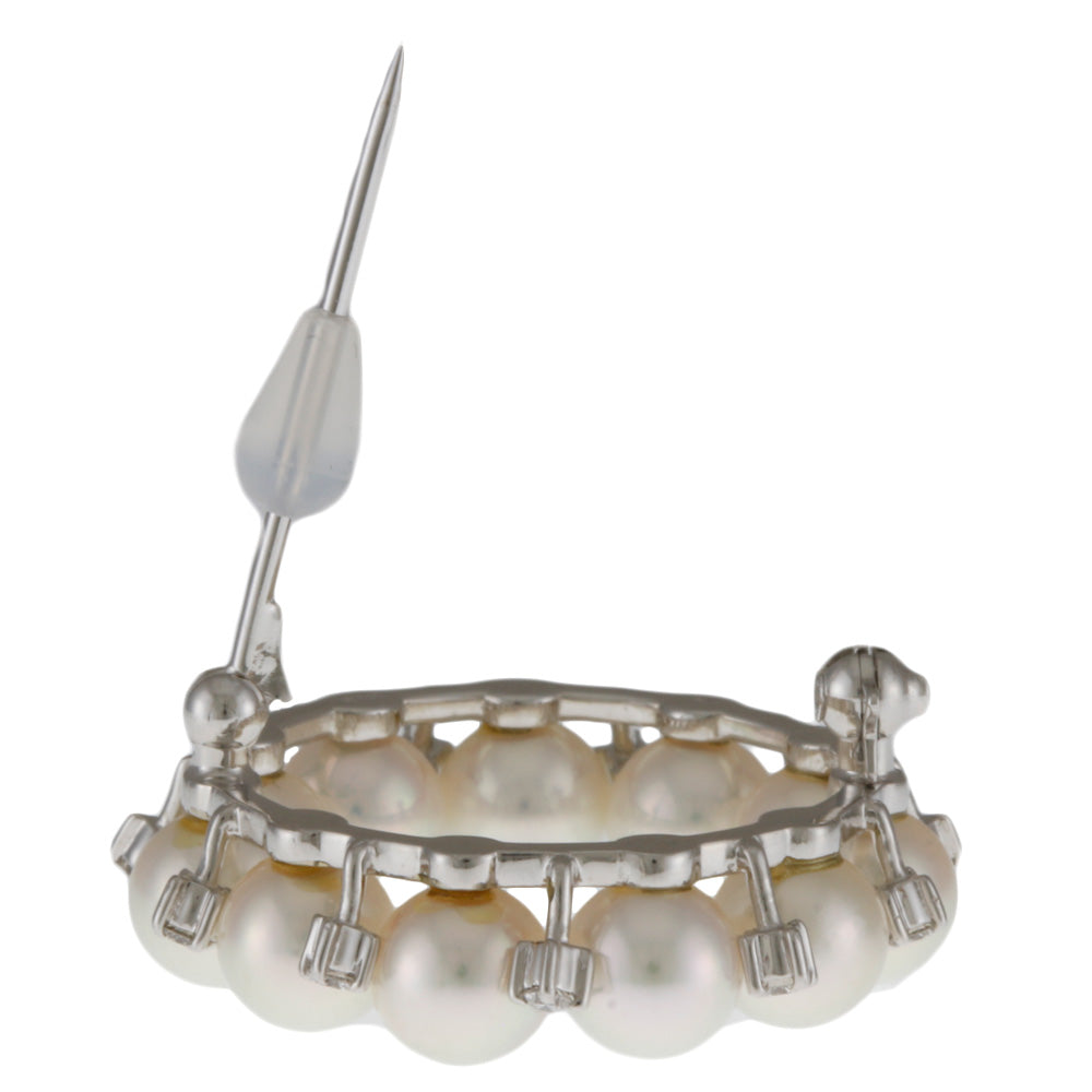 MIKIMOTO ミキモト ブローチ 18金 K18ホワイトゴールド ダイヤモンド