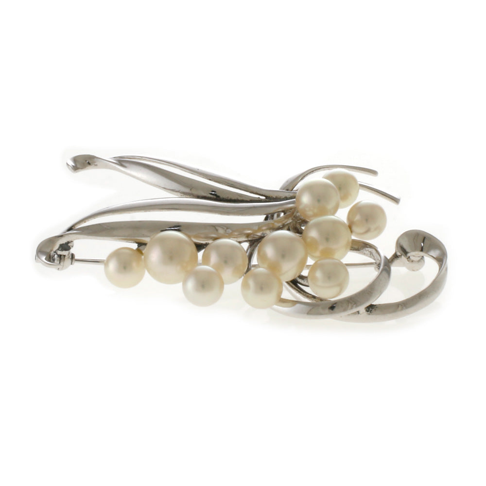 【テリ最強/K14】MIKIMOTO ミキモト アコヤパール　リーフ　ブローチ MIKIMOTO（ミキモト） ブローチ あこや真珠 アコヤ パール K14 新品