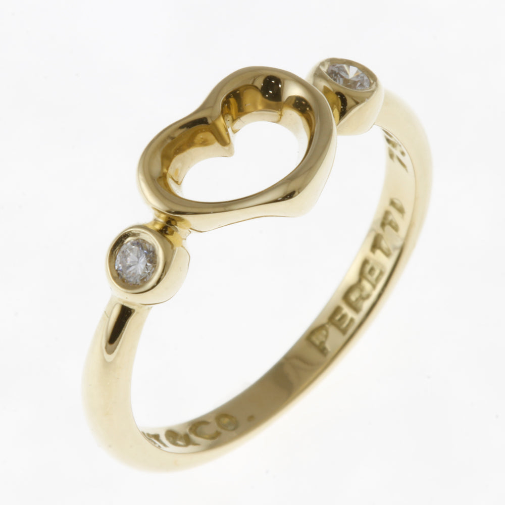 Tiffany & Co. Open Heart Ring, Size 7.5, 18K Yellow Gold