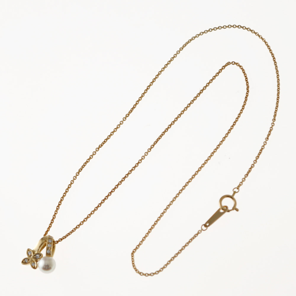 ミキモト MIKIMOTO 花 フラワー ネックレス 18金 K18イエローゴールド
