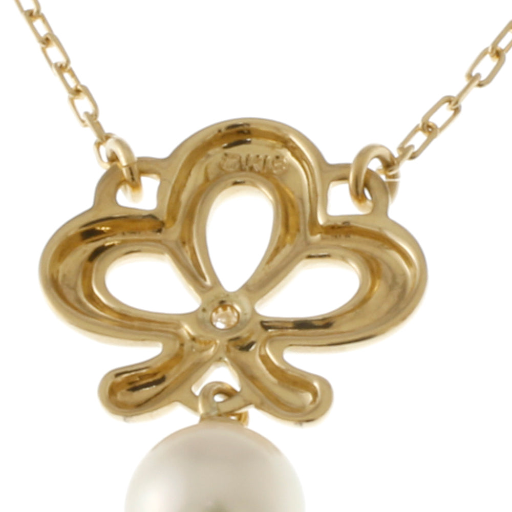 ミキモト MIKIMOTO リボン ネックレス 18金 K18イエローゴールド