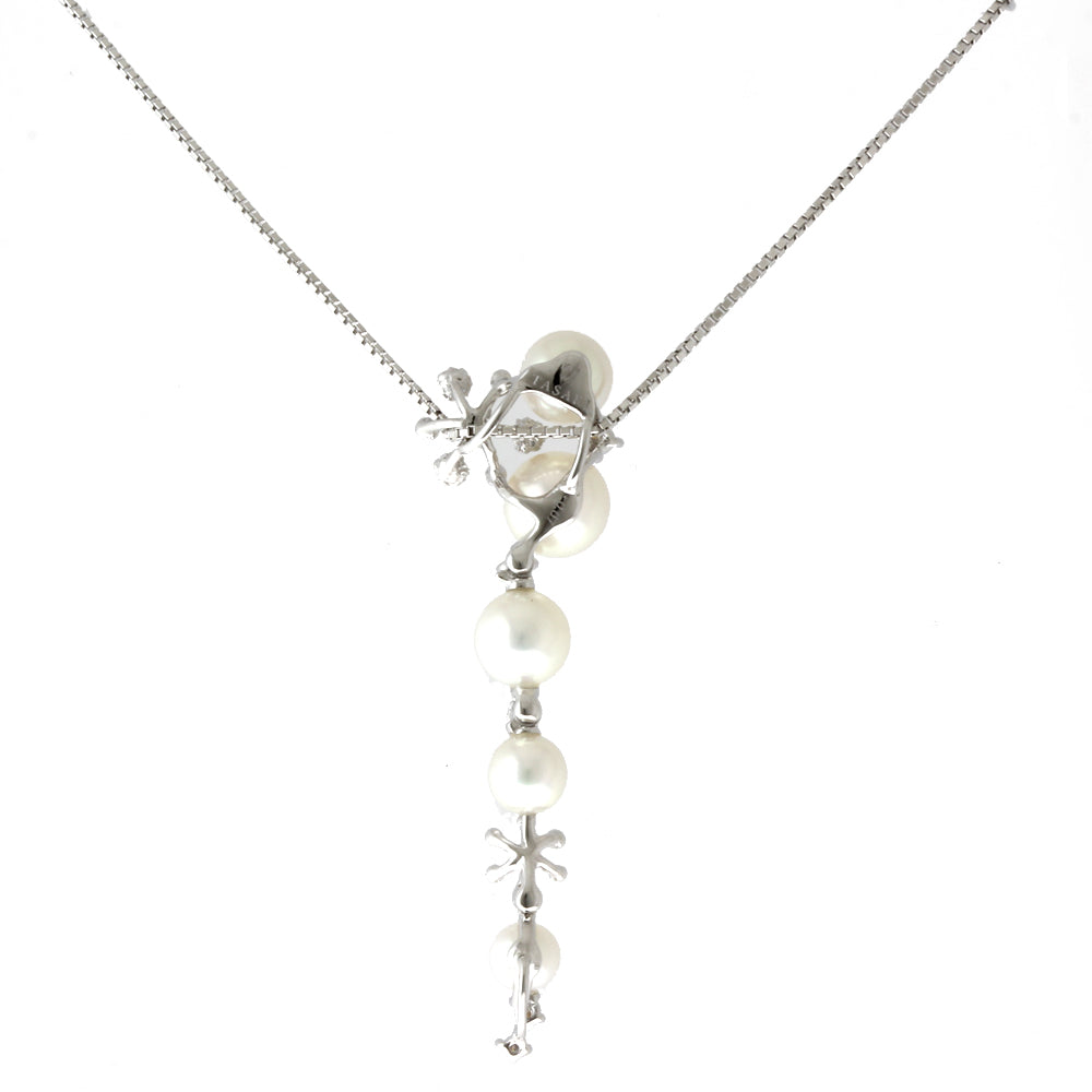 タサキ TASAKI ネックレス 雪の結晶 18金 K18ホワイトゴールド パール