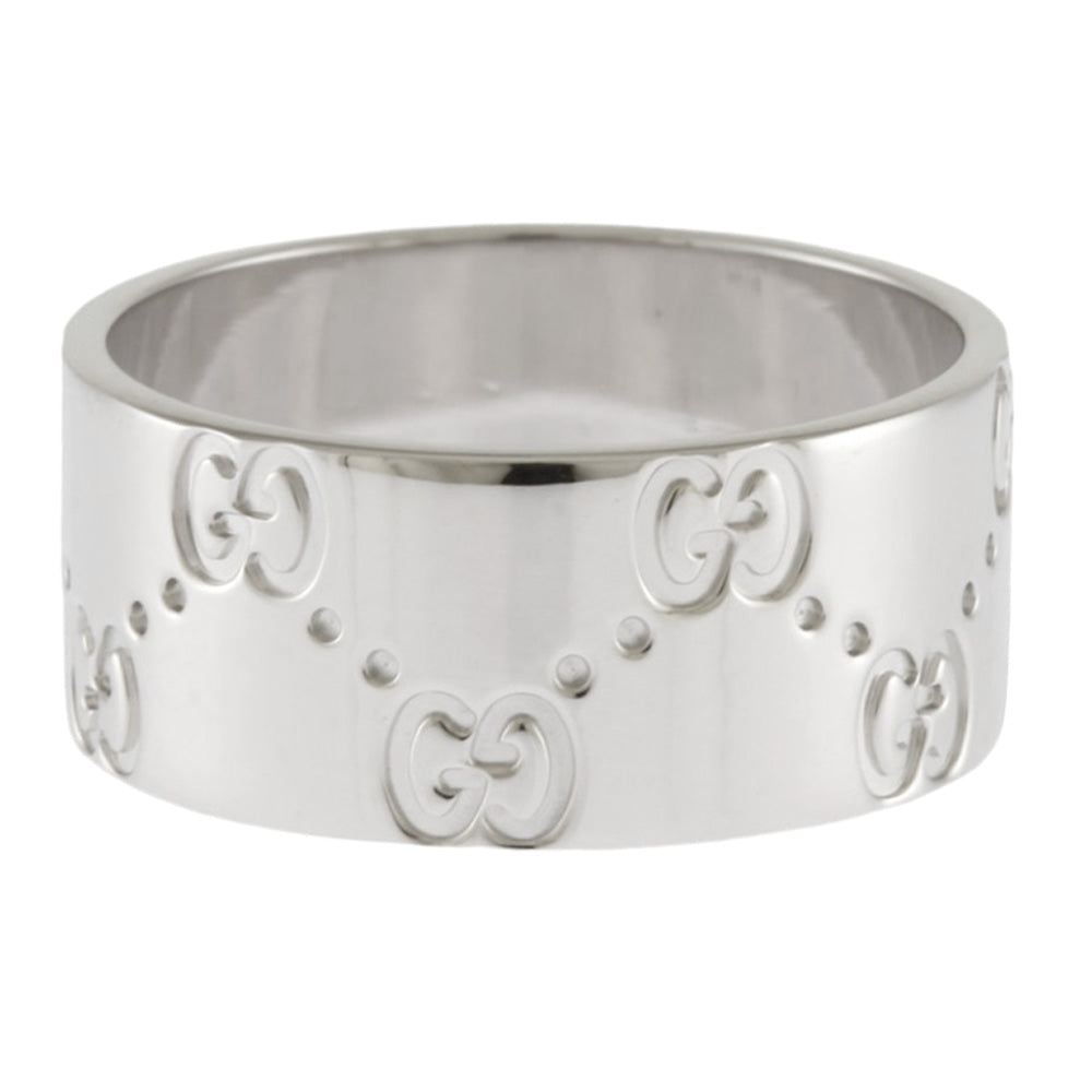 GUCCI グッチ アイコン ワイド リング 指輪 17.5号 18金 K18ホワイト