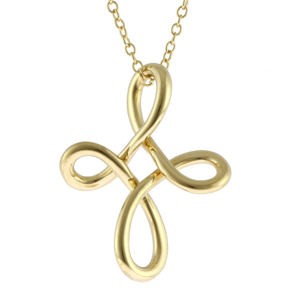 ティファニー TIFFANY＆CO リボンクロスネックレス イエローゴールド  