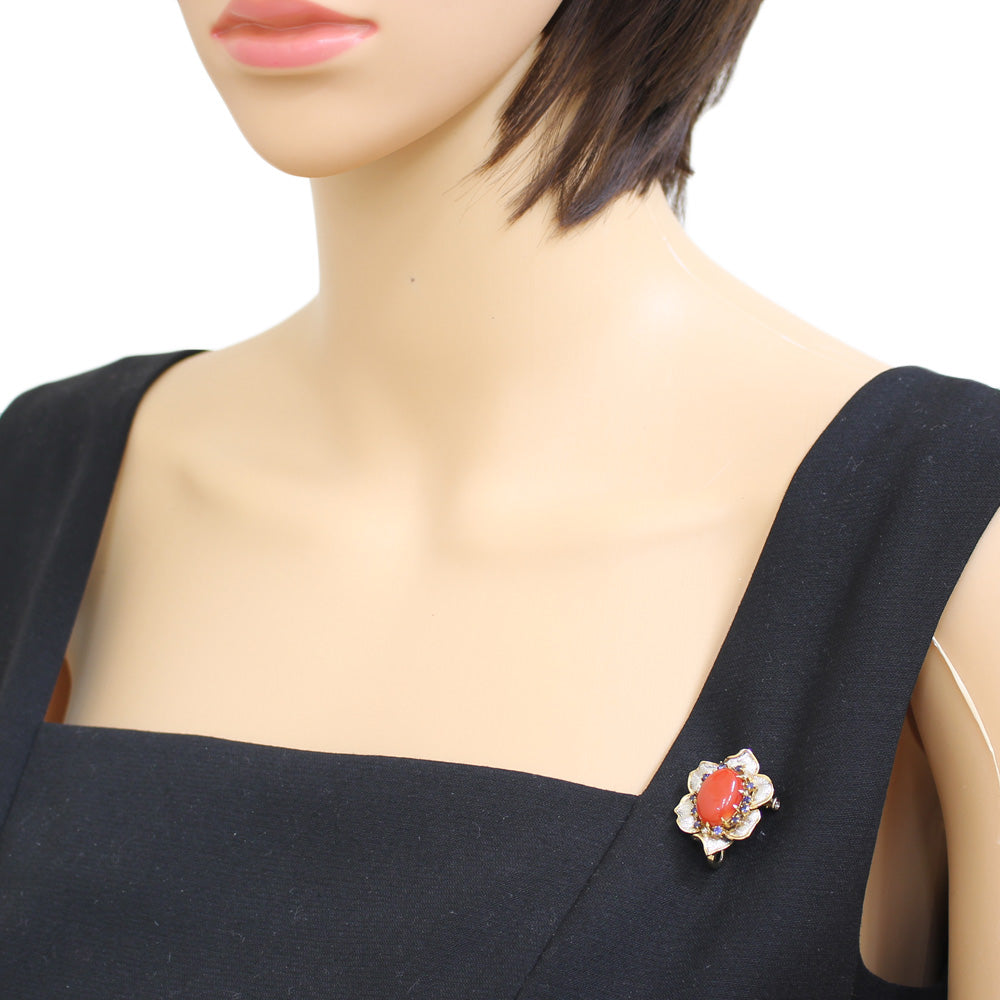 coco 松沢安行 D 翡翠 帯留 ブローチ　Pt900 D0.18ct coco 松沢安行 D 翡翠 帯留 ブローチ Pt900 D0.18ct coco 松沢安行 D