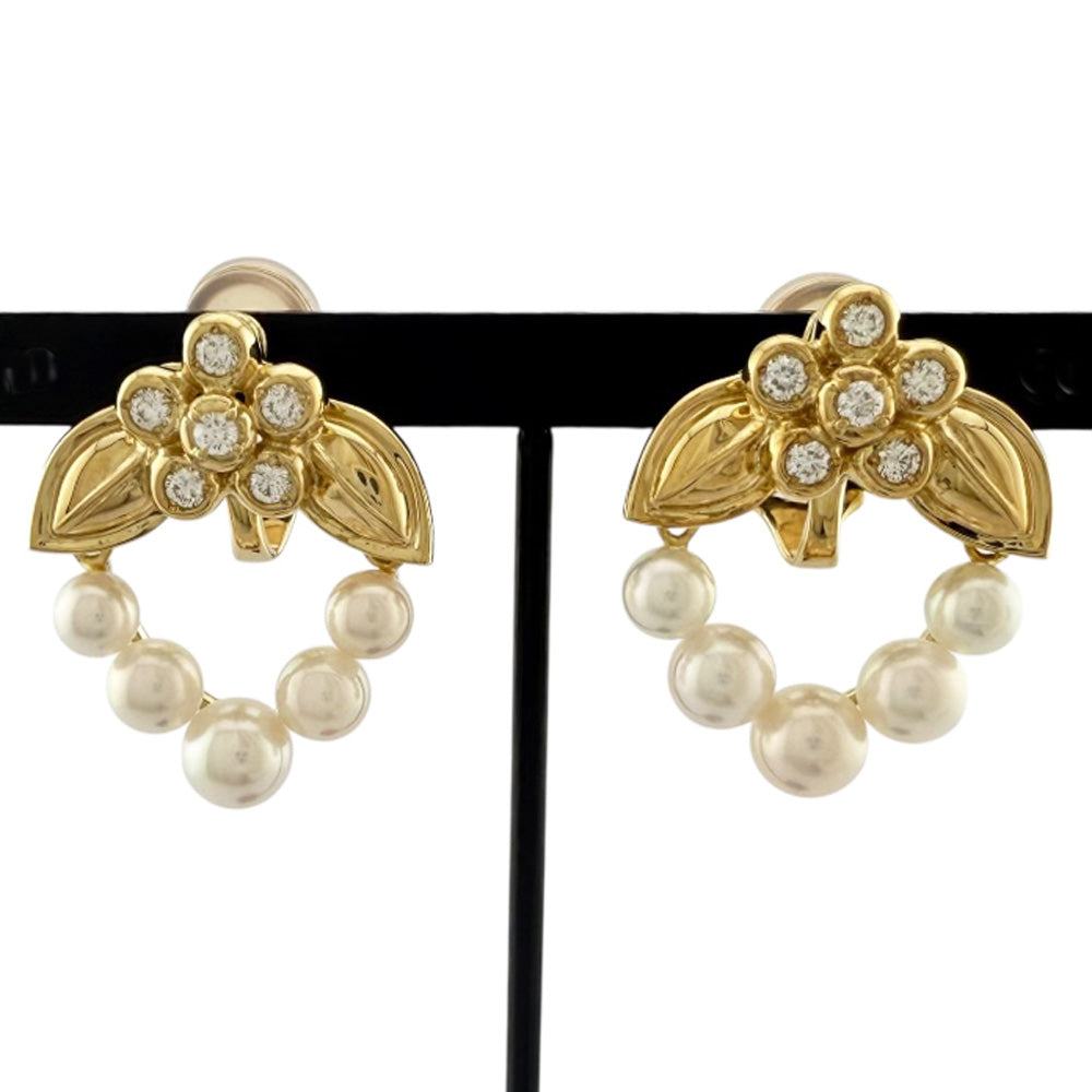 Dior ディオール ピアス 18金 K18イエローゴールド パール レディース