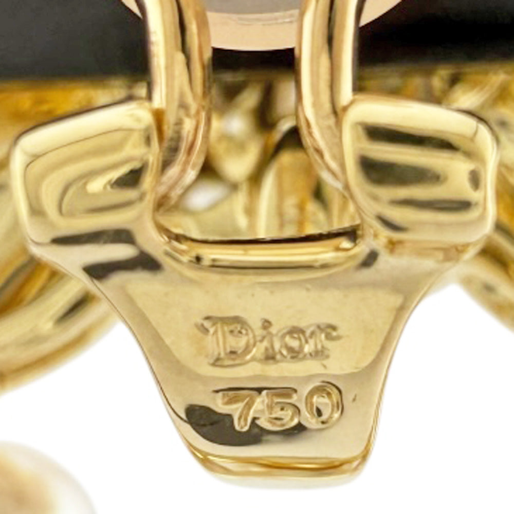 Dior ディオール ピアス 18金 K18イエローゴールド パール レディース