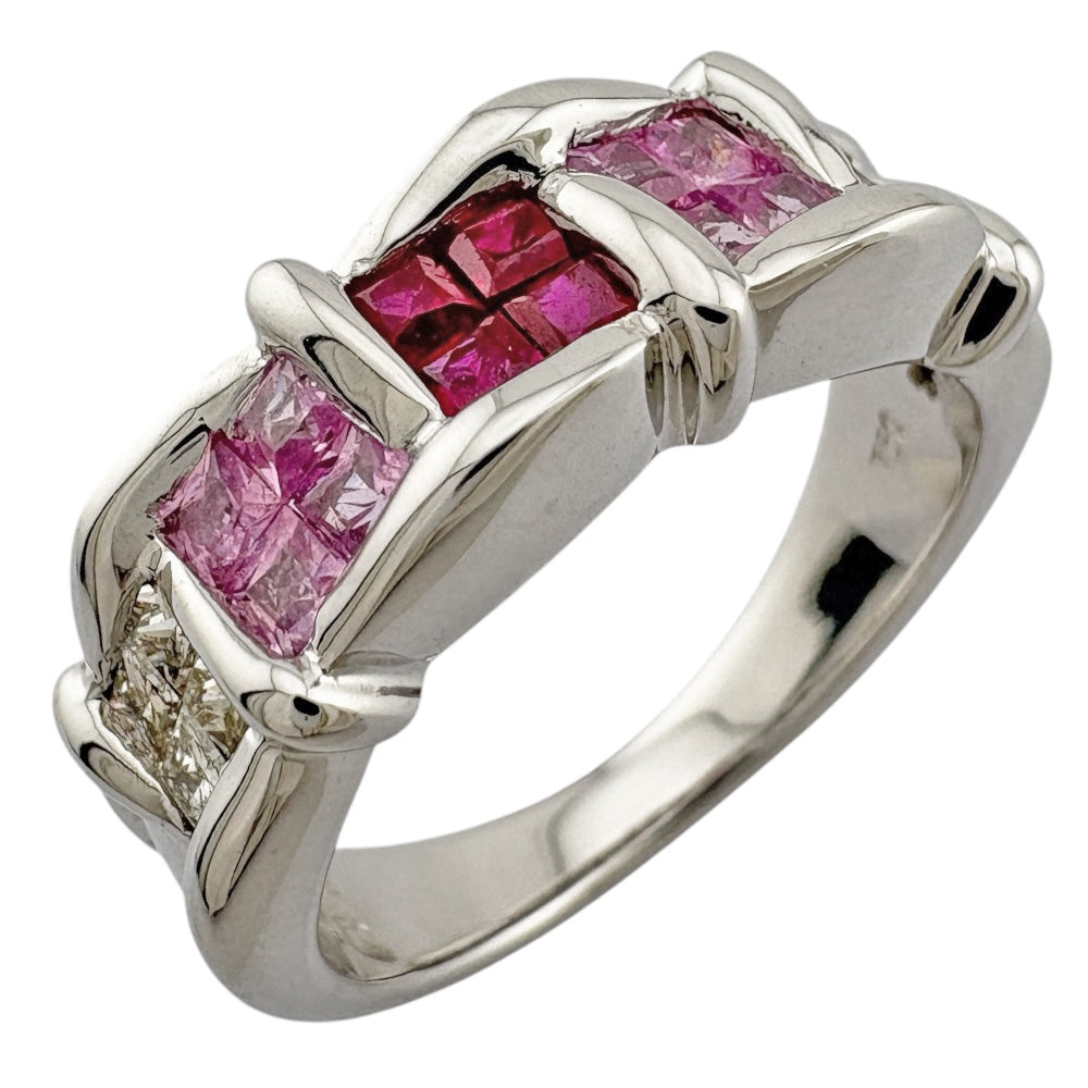 リング 指輪 12号 18金 ピンクサファイア 0.70ct ダイヤモンド 0.33ct