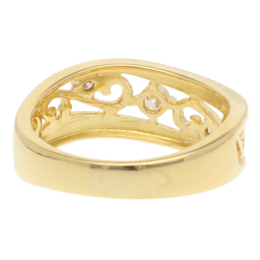 中古品 送料込 MIKIMOTO ミキモト ダイヤ リング 18K YG MIKIMOTO ミキモト K18 リング 指輪 ダイヤモンド 花 フラワー 9号 18