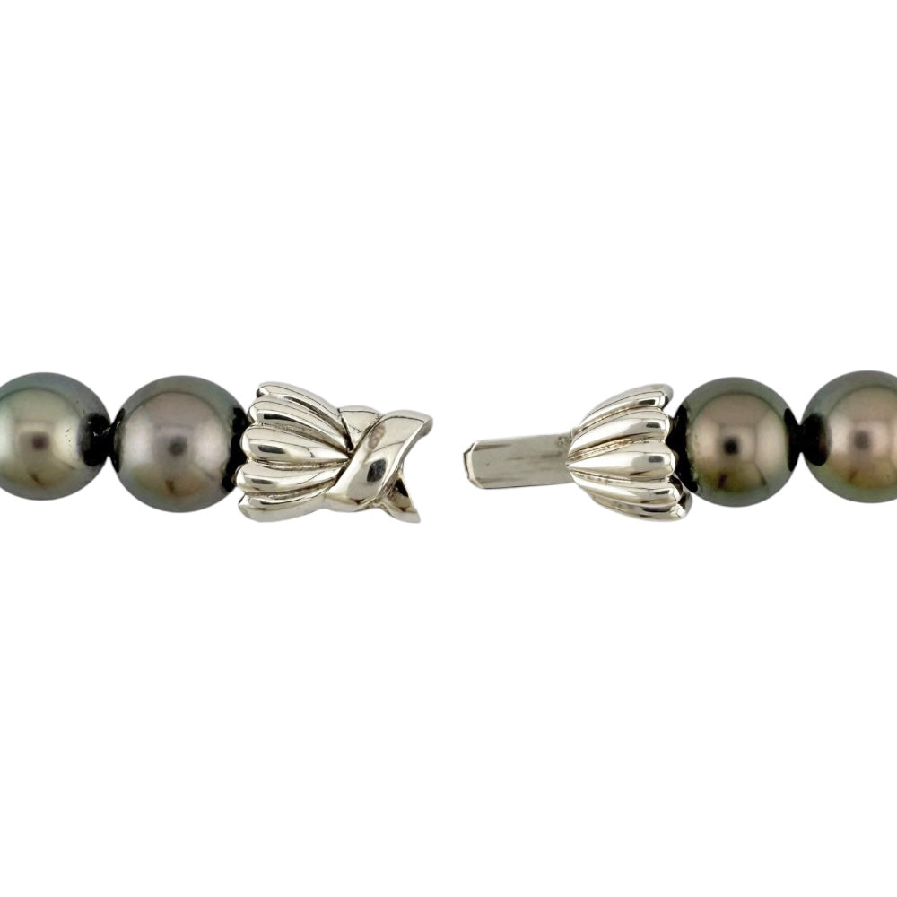MIKIMOTO ミキモト ネックレス 18金 K18ホワイトゴールド 黒蝶パール