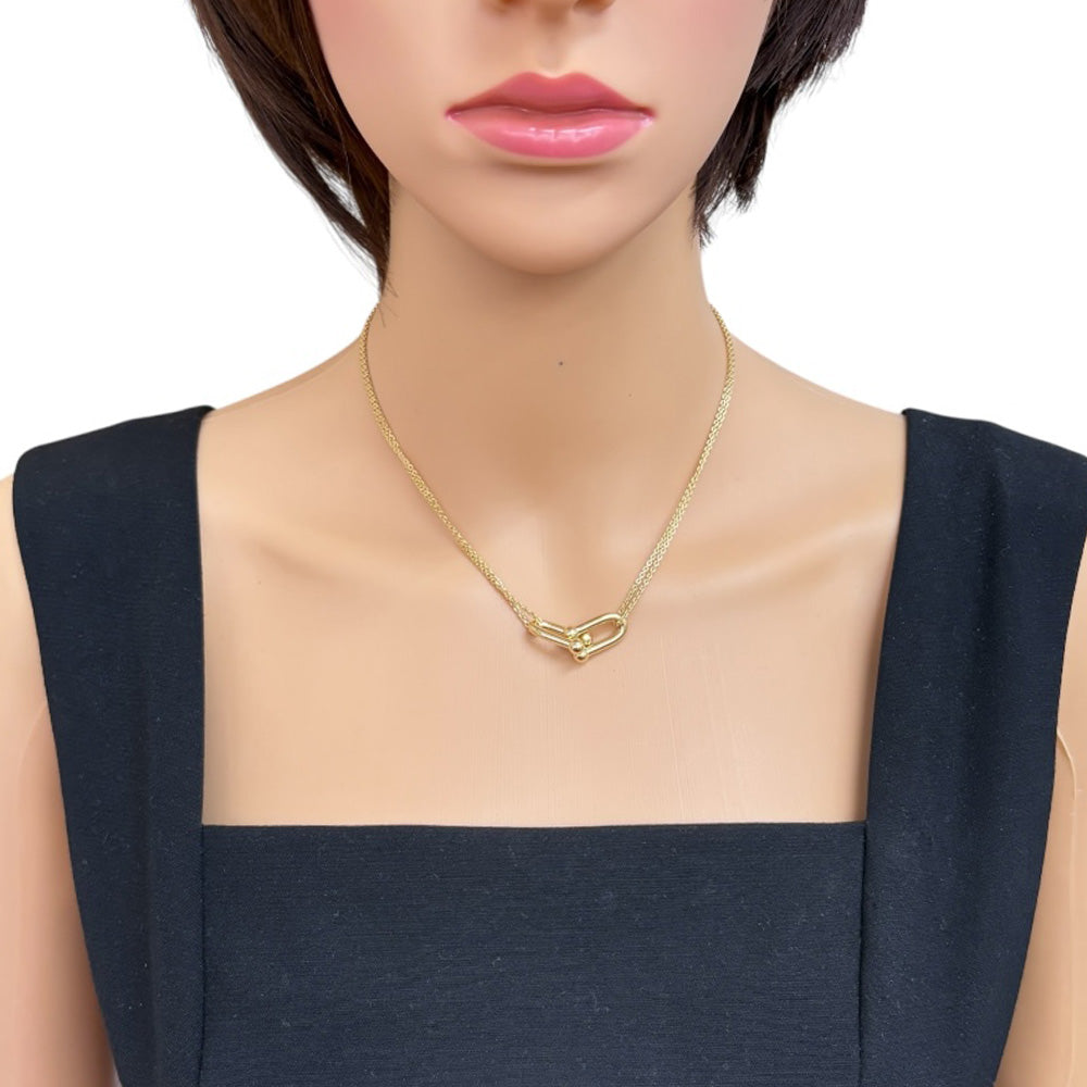 Tiffany Hardware Double Link Necklace 18K K18 Yellow