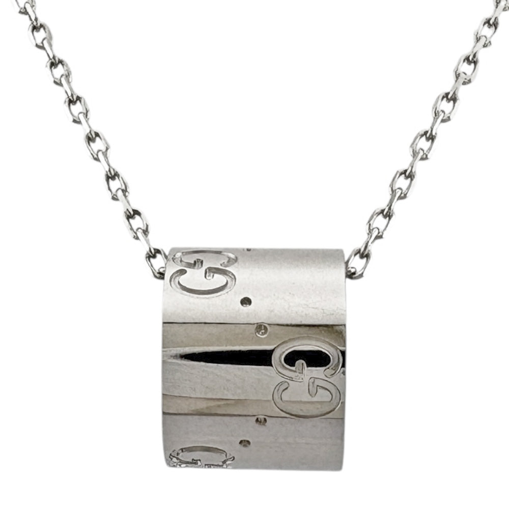 GUCCI グッチ アイコン ネックレス 18金 K18ホワイトゴールド ユニ