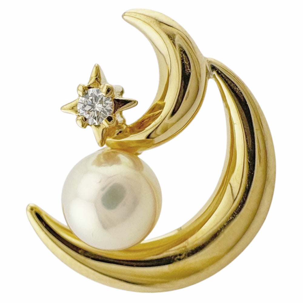MIKIMOTO ミキモト ブローチ 18金 K18イエローゴールド ダイヤモンド