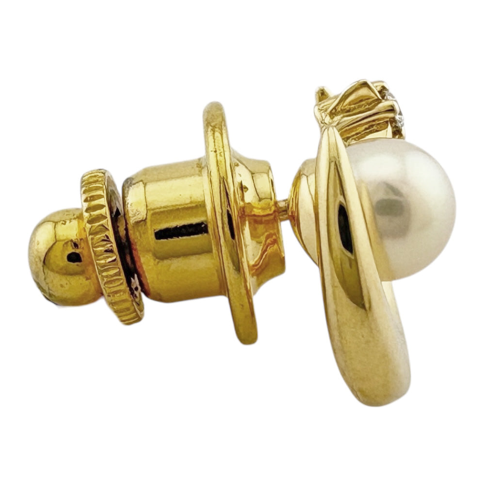 MIKIMOTO ミキモト ブローチ 18金 K18イエローゴールド ダイヤモンド