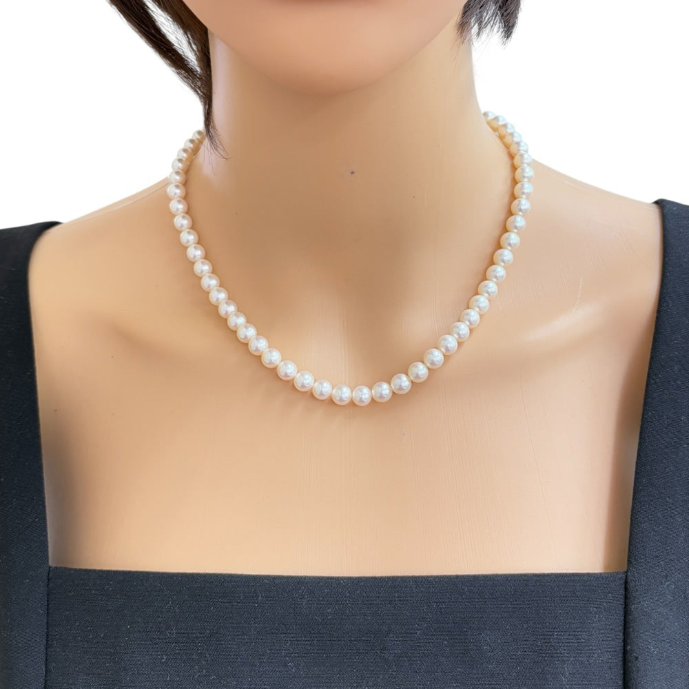 ☆美品☆ミキモト　K18 クローバー　ネックレス　パール約7.0mm MIKIMOTO ミキモト クローバー パール 真珠 ネックレス シルバー