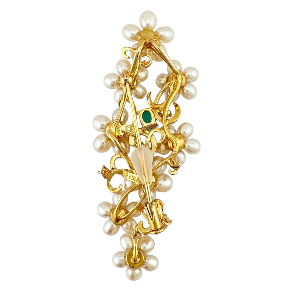 K18 ブローチ TASAKI タサキ ブローチ 18金 K18イエローゴールド トルマリン