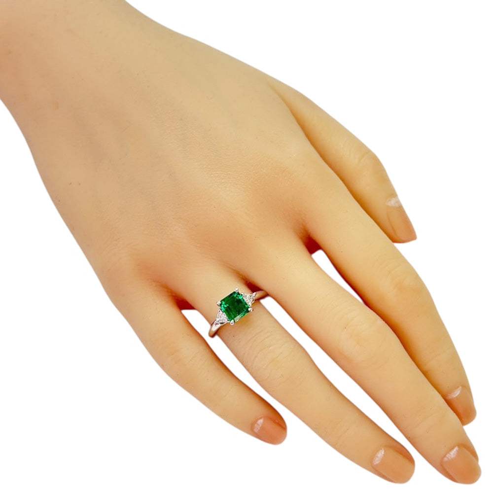 タサキ　エメラルド　バケット ダイヤ リング　13P　プラチナ　指輪　良品　８号 タサキ エメラルド バケット ダイヤ リング 13P プラチナ 指輪 良品 8