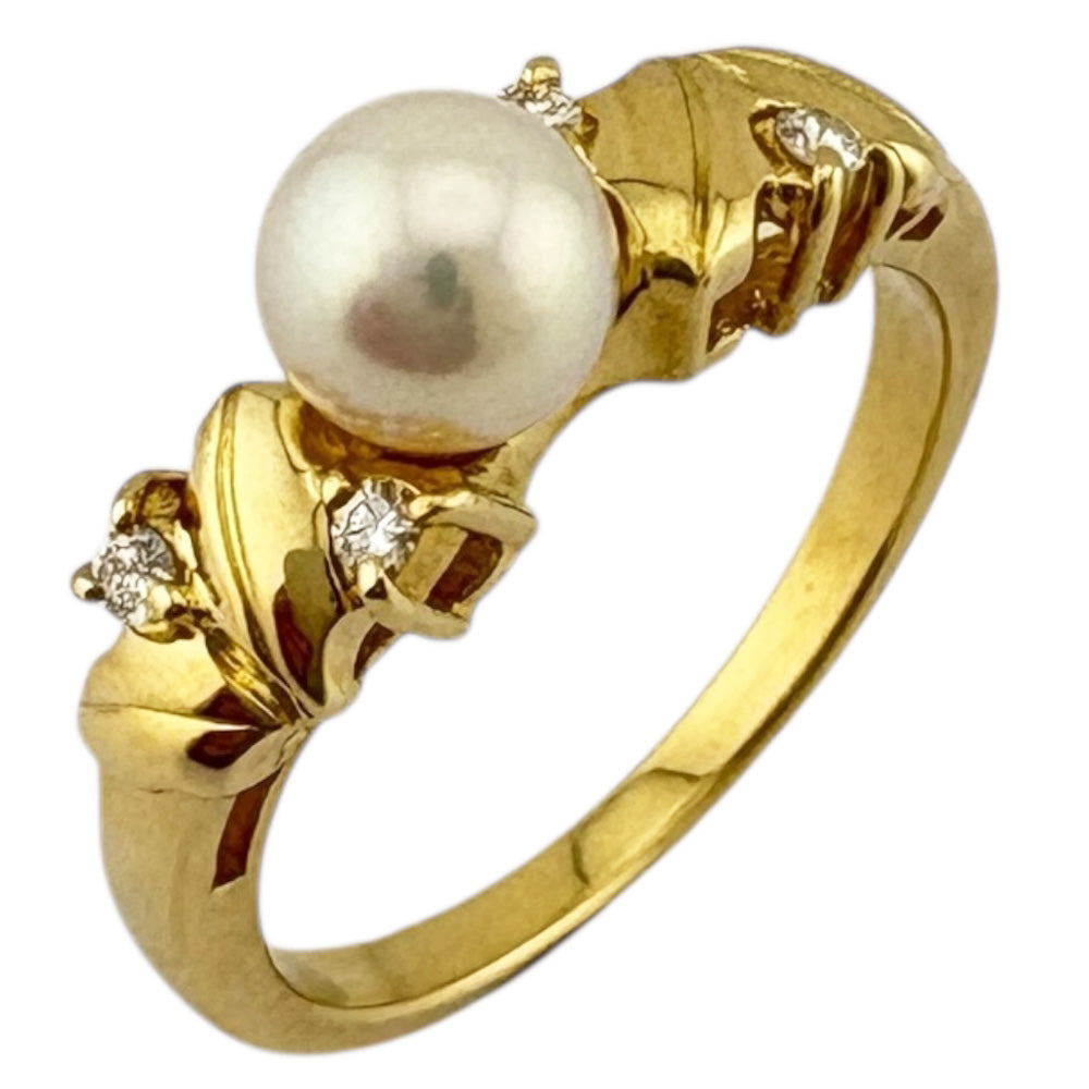 MIKIMOTO ミキモト リング 指輪 9号 18金 K18イエローゴールド アコヤ