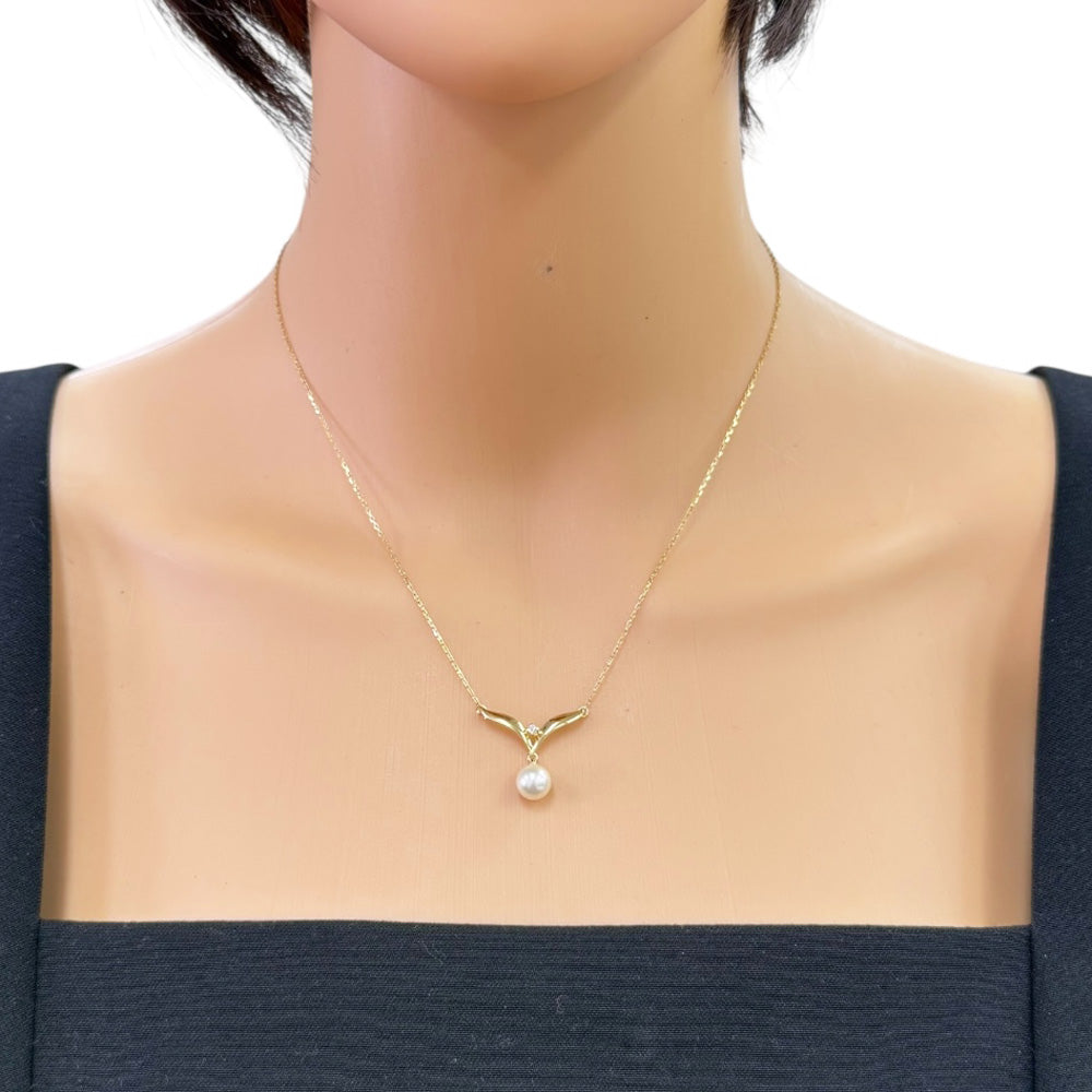 MIKIMOTO ミキモト ネックレス 18金 K18イエローゴールド アコヤパール