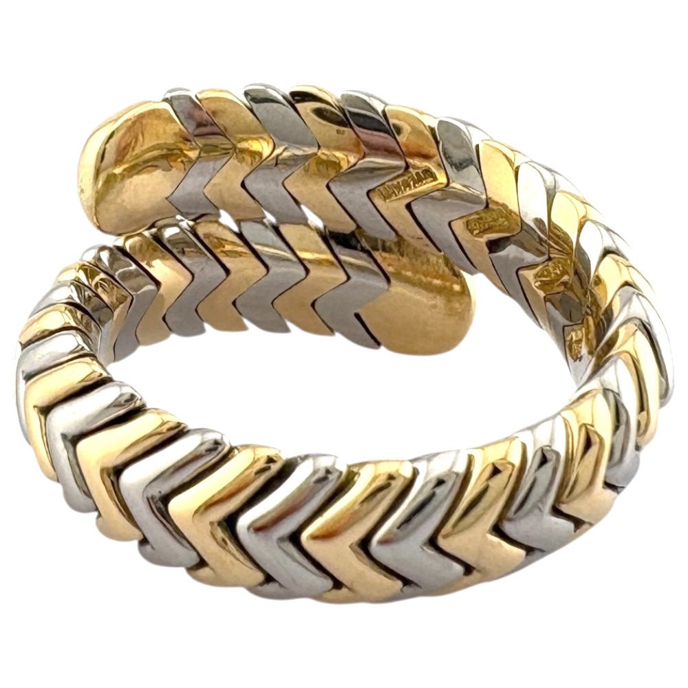 美品　BVLGARI　ブルガリ　ゴールド＆シルバー　スカーフリング　コンビ BVLGARI ブルガリ スピガ リング 指輪 12.5号 18金 K18イエロー