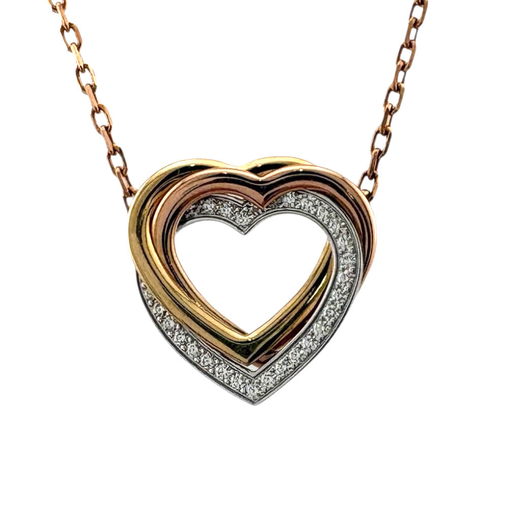 CARTIER Trinity Heart Necklace 18K K18 Pink Gold Diamond Ladies