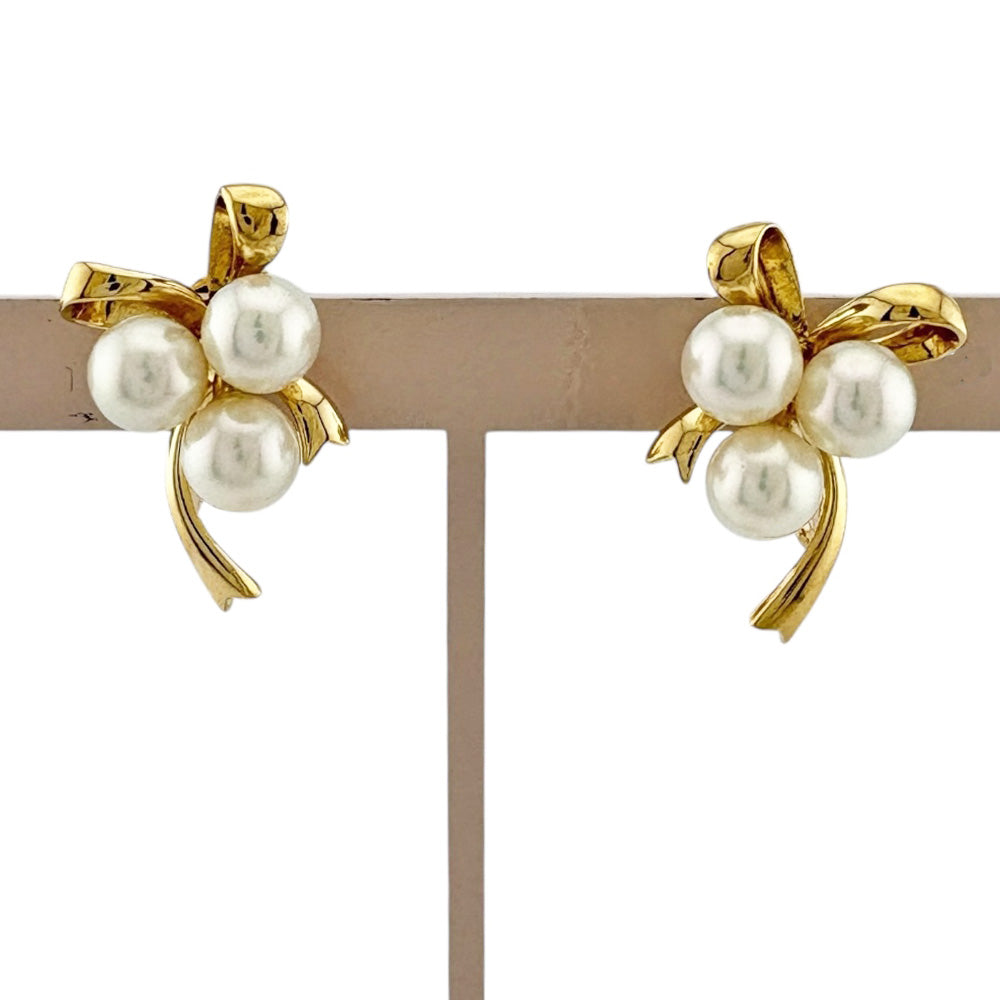 MIKIMOTO ミキモト イヤリング 18金 K18イエローゴールド アコヤパール 