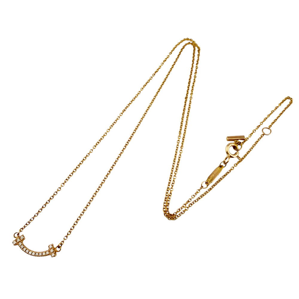 小*サ様 美品✨️　ティファニー　Tスマイル ネックレス　750 ゴールド　ミニ TIFFANY&Co. ティファニー Tスマイル ミニ ネックレス 18金 K18ピンク