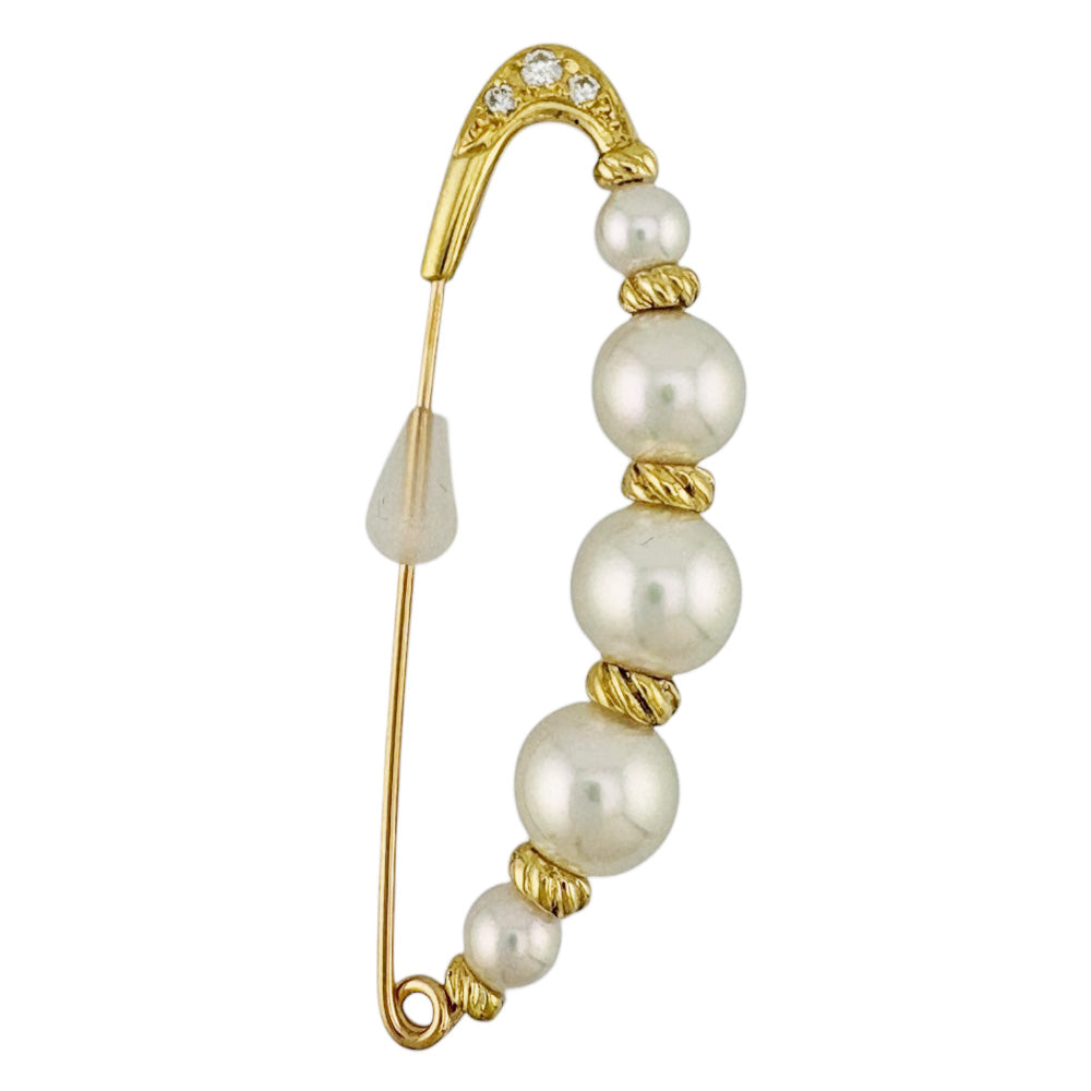 MIKIMOTO ミキモト ブローチ 18金 K18イエローゴールド パール