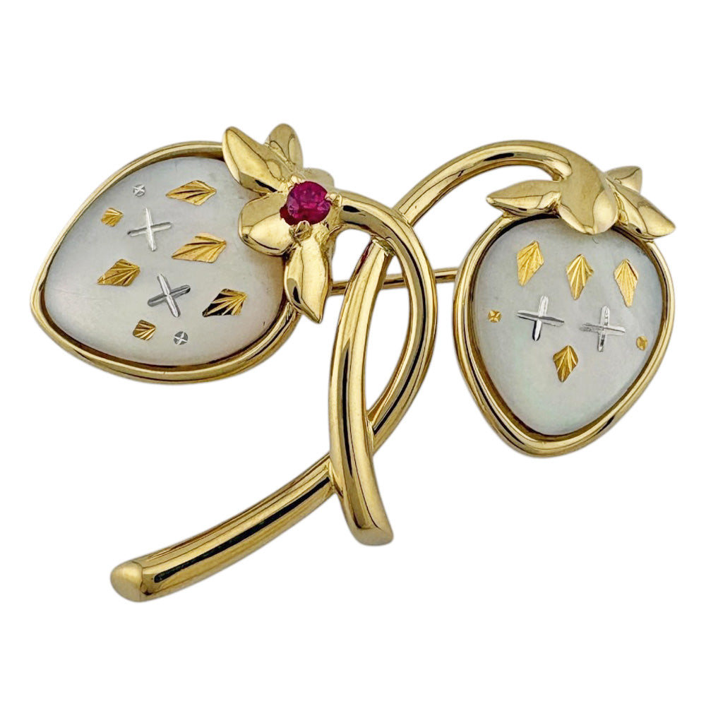 MIKIMOTO ミキモト ブローチ 18金 K18イエローゴールド ルビー