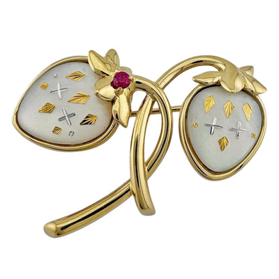 MIKIMOTO ミキモト ブローチ 18金 K18イエローゴールド ルビー