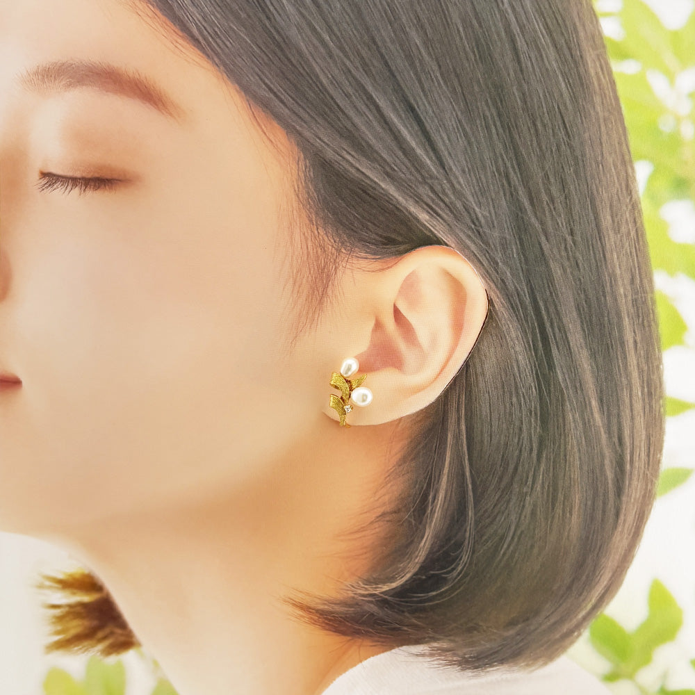 MIKIMOTO ミキモト イヤリング 18金 K18イエローゴールド パール 